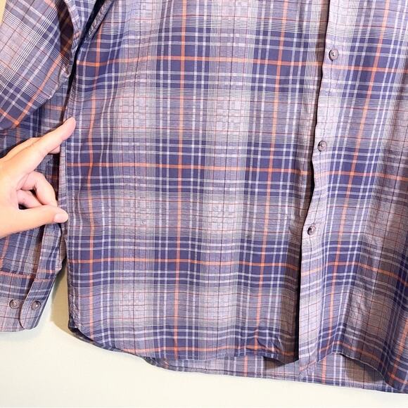 Joseph Abboud Men's Blue Plaid Collared Long Cuffed Sleeve Button-Up Shirt XL - Picture 4 of 11